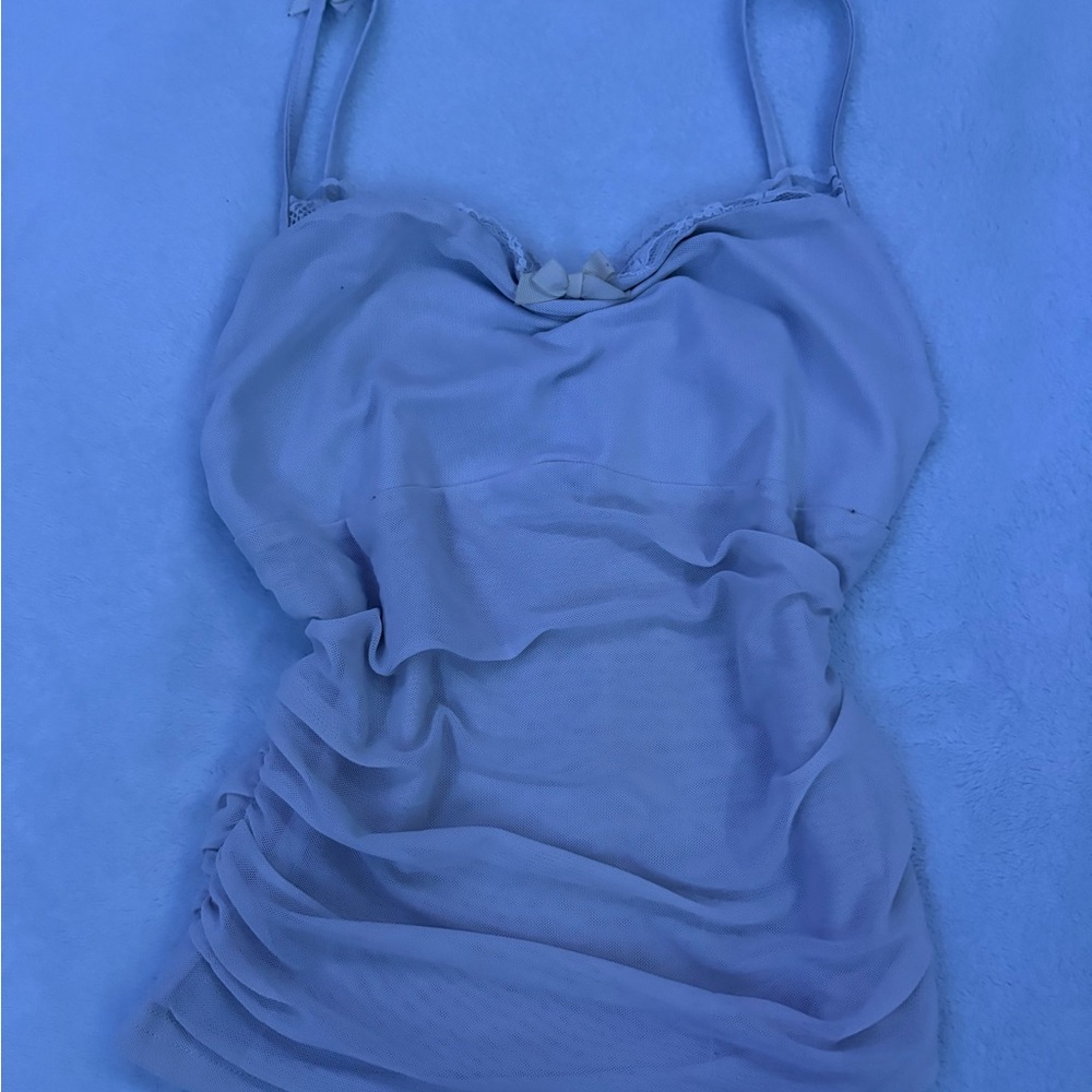 SHEIN Blue Ruched Sleeveless Tank Top